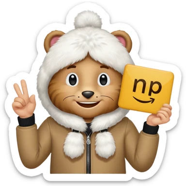 Spud McKenzie holding a sign that says "NP" sticker