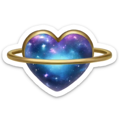 heart shape galaxy with ring  sticker