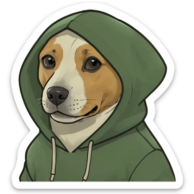 dog wearing hoodie sticker