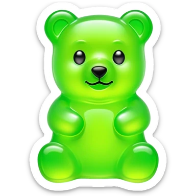 A neon green gummy bear sticker