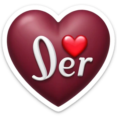 Burgundy heart with the letters Jer in the middle  sticker