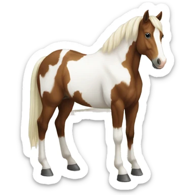 Brown and white paint horse sticker