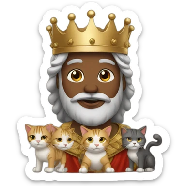 King with many cats sticker