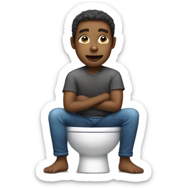 Sitting on toilet sticker
