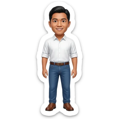 Filipino man white shirt and denim blue pants and brown shoes  sticker