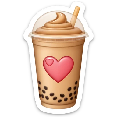 Milk tea with heart shaped boba sticker