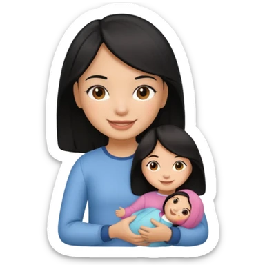 a black hair girl with 1 doll sticker