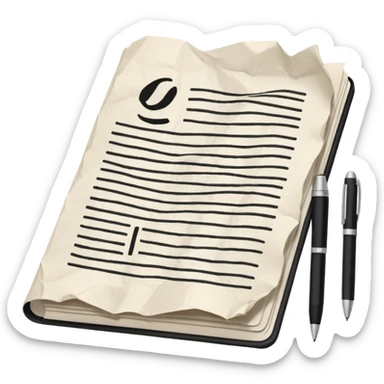 a paper manuscript that is a screenplay with a ballpoint pen sticker