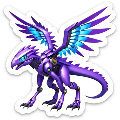 Shiny Futuristic Fakemon-Pokemon-Digimon-Spectrobes-Raptor-fusion, full body sticker