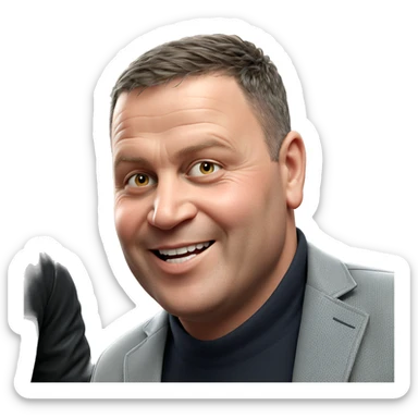 smiling boy in grey jacket sticker