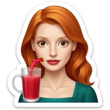 Jessica Chastain, making fruit punch sticker