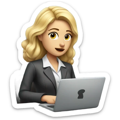 Blonde Woman data analyst thinking sticker