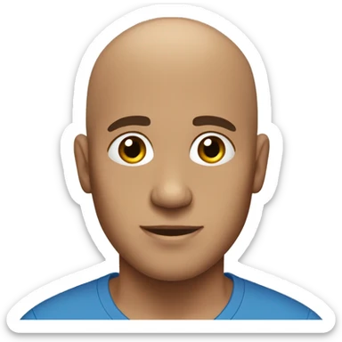 dark brown bald young man in blue top sticker