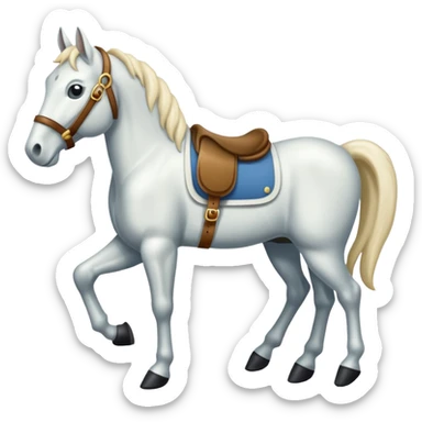 Un cheval blanc avec 4 pattes à l’avant et 4 pattes à l’arrière  sticker