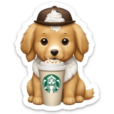  Dog with Starbucks  sticker