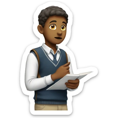 schoolboy listens attentively sticker