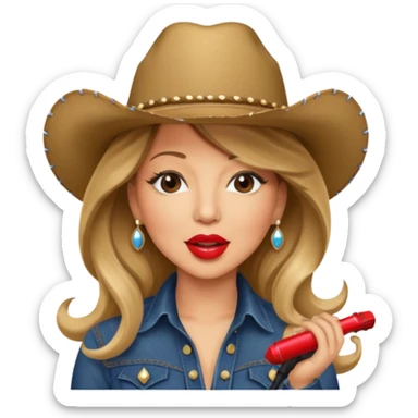 mariah carey is singing with mirco and cowboy hat sticker
