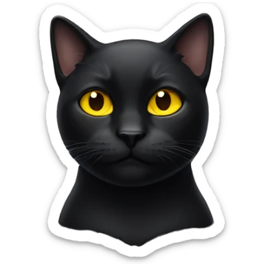 A black cat with yellow eyes sticker