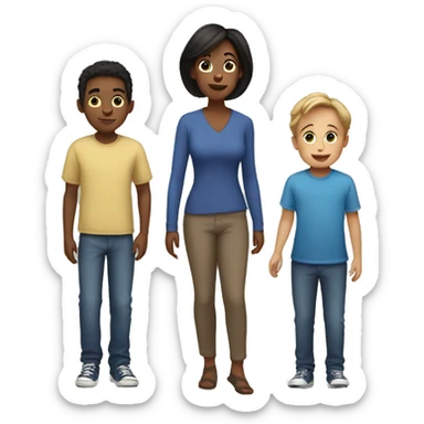 Mom and 3 boys sticker