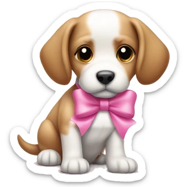 Puppy dog with pink bow sticker