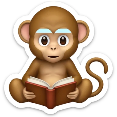 Monkey with book sticker