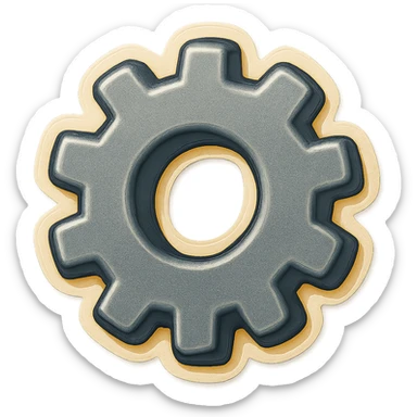 A gray gear sticker with a vintage design and bright colors sticker