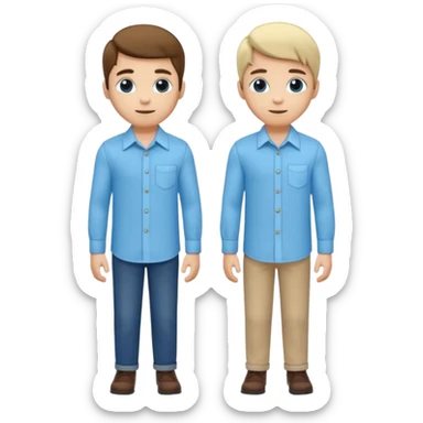 Duas camisas sociais de botão manga longa nas cores azul claro e bege, sem ninguém usando, somente camisa  sticker