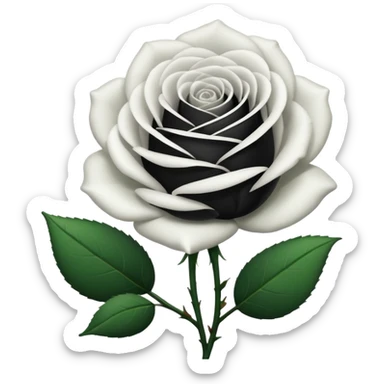 Black and white rose combine with stems sticker