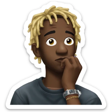 Lil uzi vert thoughtful with his hand on his chin sticker