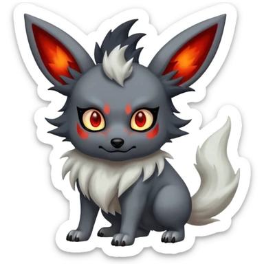 White Dull Demonic Mightyena-Flareon-animal sticker