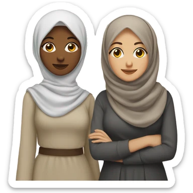 Non hijabi with her hijabi friend    sticker