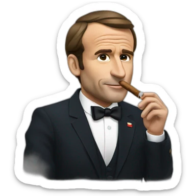 macron french president smoking a cigar sticker