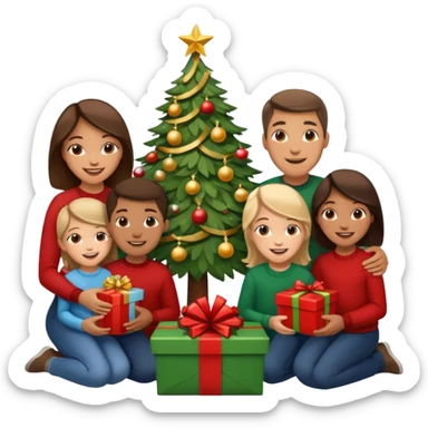 Family Xmas under tree sticker