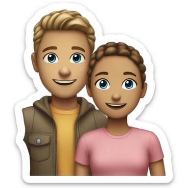 smiling girl with boy outdoors blue eyes sticker