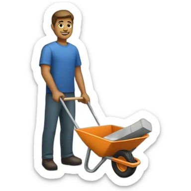 Man with a wheelbarrow and bricks sticker