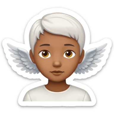 angel with brown skin, short white hair sticker