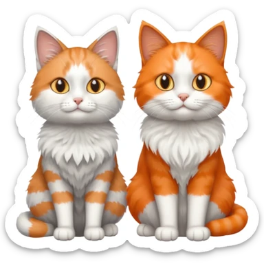 a realistic looking very fluffy grey and white cat with grey legs and white paws, sitting next to another cat sticker