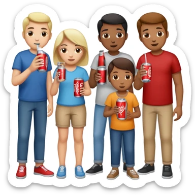 A group of thristy people having soda. sticker