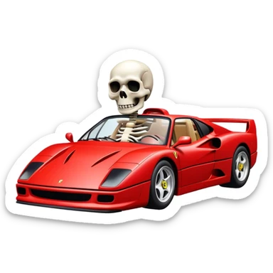 Skeleton driving F 40 Ferrari sticker