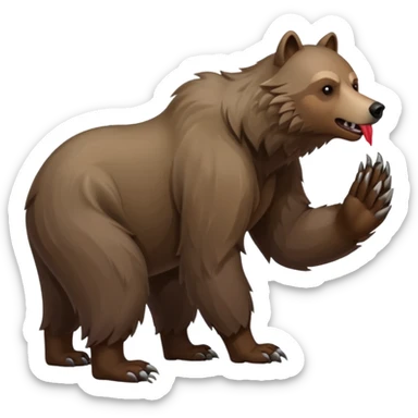 Grizzly bear with a wolf’s tail, fluffy neck fur, and long downward pointing tusks sticker