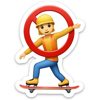 traffic sign style emoji of no skating allowed sticker