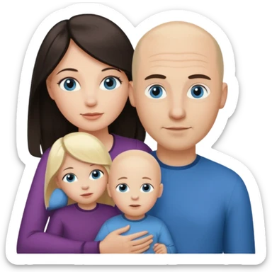 Eigene Familienbild, Frau dunkle lange Haare,  Mann Glatze und blaue Augen, kind 2 Jahre und blond und dunkle Augen  sticker