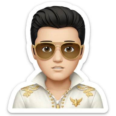 A boy with an Elvis Presley mask with sunglasses dressed as Elvis Presley sticker