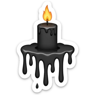 Minimalist emoji-style sticker of a candle with a broken or melted top and rising black smoke. No flame. Matte style. sticker