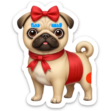Pug com láço sticker