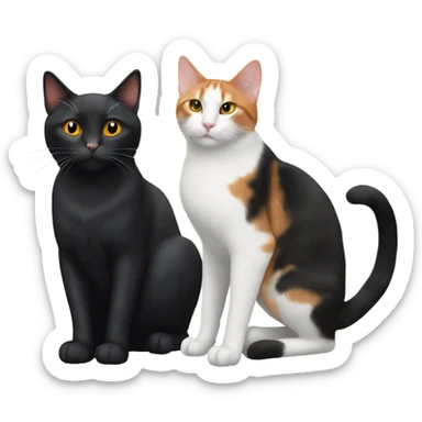 Two all black cats and one orange and white cat  sticker
