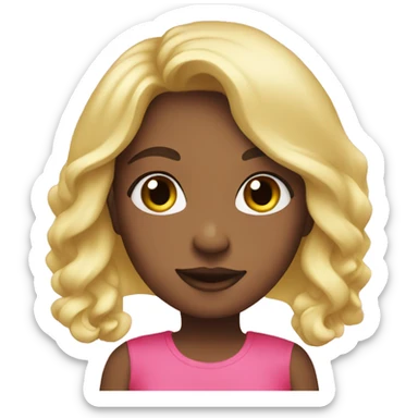 A girl do make up with pink clothes blond hair  sticker