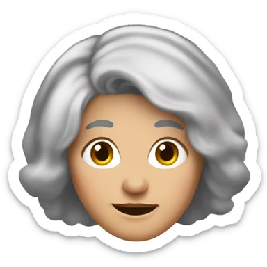 60 year old lady thin short grey hair chubby face  sticker