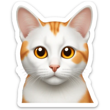 White and orange cat with orange spot right by its nose sticker