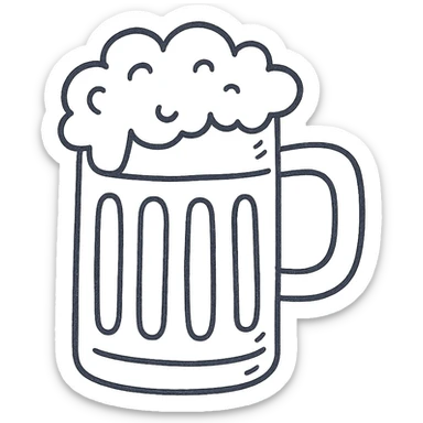 beer mug, sketchy and playful hand drawn icon style sticker